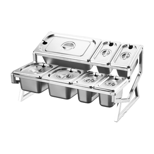 不锈钢份数盆商用奶茶店专用台面调料架小料盒果酱分数盒伸缩架子