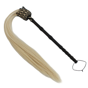 A+类真马尾毛拂尘太极拂尘佛尘尘拂甩子檀木莲花座柄送架子背包