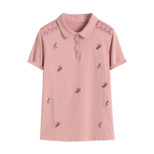 妈妈装2026夏装新款纯棉短袖t恤女中老年polo衬衫夏季翻领上衣女