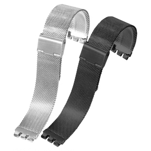 米兰精钢手表带男适配斯沃琪YCS YAS YGS IRONY不锈钢男女款表链