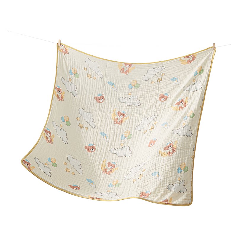 【带包边】十月结晶宝宝浴巾40S全棉6层新生婴儿洗澡巾儿童大尺寸