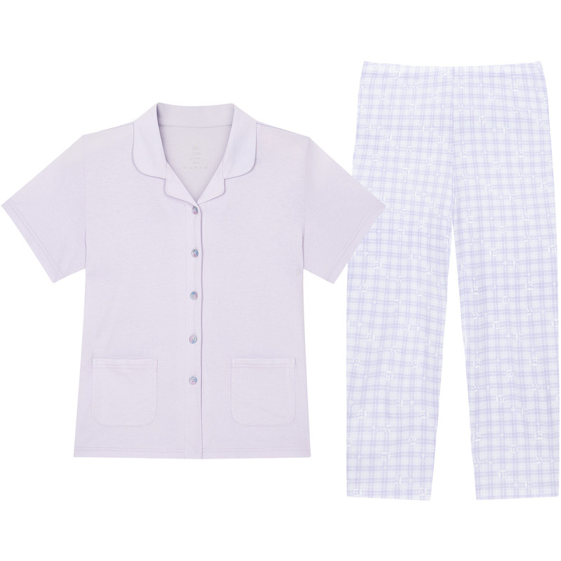 铜牛清悦抗菌棉开襟半袖家居服 2026春夏新款睡衣家居女套装VJ143