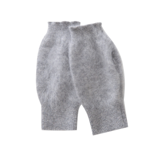 高端长毛拉绒100%纯山羊绒半指手套女冬季保暖露手指触屏学生办公