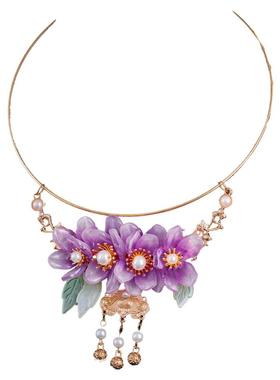 古风花朵琉璃手工项圈