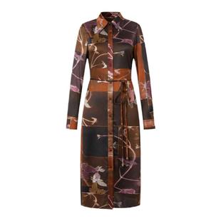 IMM尹默春桑蚕丝19MM顺纡缎石榴藤蔓花卉长袖连衣裙女