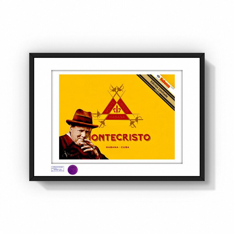 S5H ART 正品限量版画 丘吉尔&蒙特克里斯托 古巴雪茄 客厅装饰画