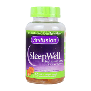 美国Vitafusion Sleep Well褪黑素软糖安瓶助眠睡眠糖60粒片改膳