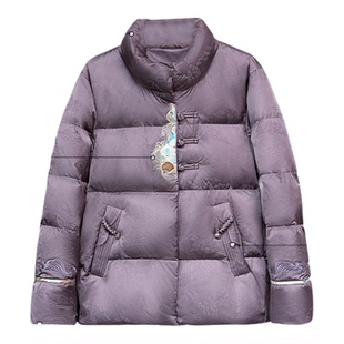 鸭鸭品牌妈妈羽绒服女装2025新款冬季短款立领中老年洋气加厚外套