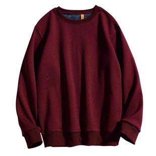 ulzzang纯色卫衣加绒男女ins潮酒红色cec超火百搭宽松BF保暖外套