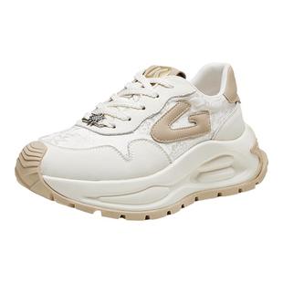 康奈女鞋秋季款系带女士舒适厚底休闲老爹鞋时尚潮流旅游鞋