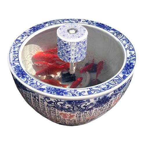 景德镇圆形陶瓷鱼缸 过滤器养鱼流水摆件喷泉加湿增氧塑料过滤器