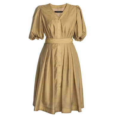 罗衣优雅气质灯笼袖大摆连衣裙