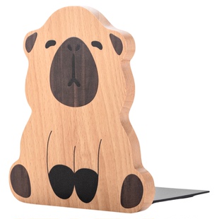 实木桌面书立架书挡书架挡板原创创意可爱卡皮巴拉卡通儿童书夹固定书本桌上收纳小书架木质书档立式书靠书撑