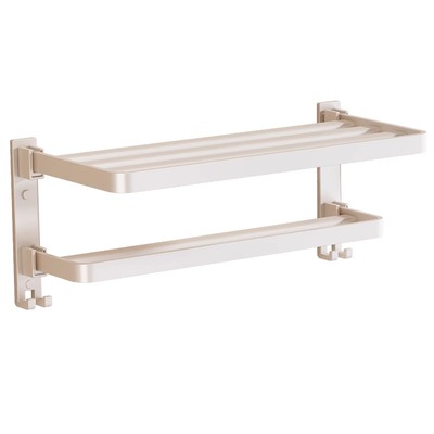 客丽奶油风白色壁挂可折叠浴巾架