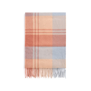 宝石蝶100%羊绒围巾女礼盒装秋冬保暖大披肩英伦情侣款经典格子