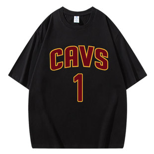 骑士队哈登1号球衣T恤男复古篮球运动训练投篮服宽松休闲纯棉半袖