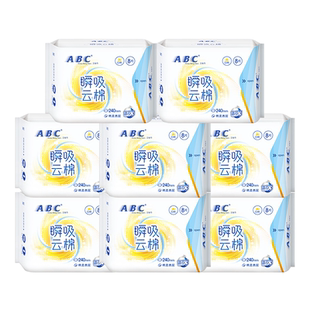 ABC卫生巾瞬吸云棉日用240mm超薄姨妈女组合装整箱官方正品