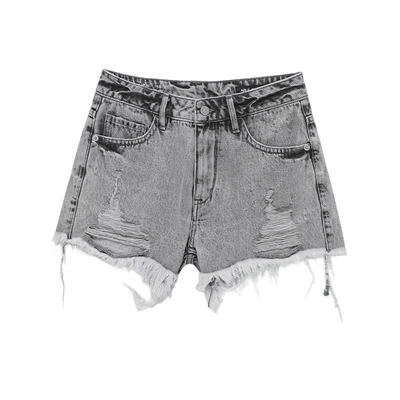 ABLE JEANS2025新款女士复古破洞毛边热裤夏季牛仔短裤
