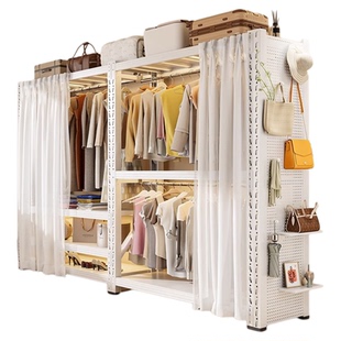 货架衣架储物柜简易组装家用卧室出租用金属收纳置物架落地衣帽架