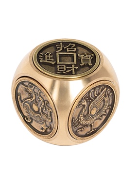 赚钱六面解压时来运转男士纯黄铜