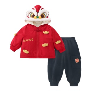 英国NEXT SKK秋冬儿童周岁外出保暖夹棉套装宝宝洋气拜年服两件套