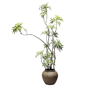 仿真绿植室内客厅十大功劳假树落地盆栽中古风高级仿生植物摆件