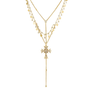 复古巴洛克多层叠戴十字架项链女中古法式轻奢锁骨链小众设计颈链