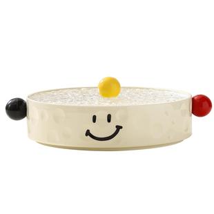 陶瓷果盘客厅茶几轻奢高档零食家用带盖分格摆放盘糖果干果收纳盒