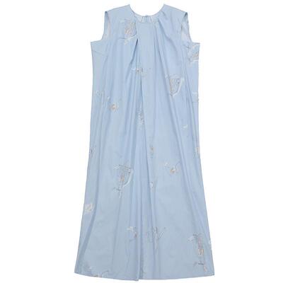 谜底连衣裙无袖女2025夏新品气质度假印花宽松H型中长裙252ML0609