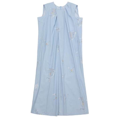 谜底连衣裙无袖女2025夏新品气质度假印花宽松H型中长裙252ML0609