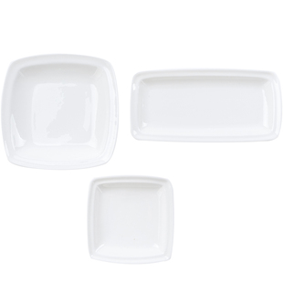 纯白骨瓷餐具陶瓷西餐菜盘韩式餐盘平盘泡菜甜点四方刺身盘子方盘