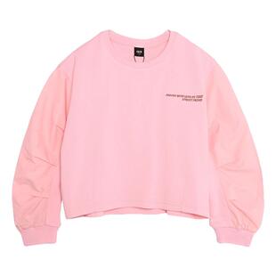 JOJO童装女童春季新款长袖T恤中大童宽松休闲上衣圆领短款百搭潮T