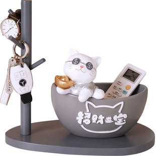 招财猫摆件入户门玄关钥匙收纳客厅电视柜鞋柜装饰品乔迁新居礼品