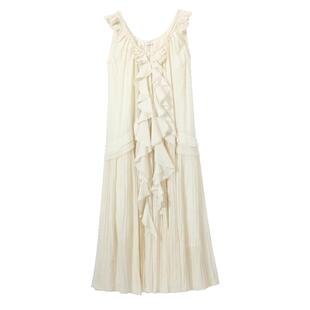 【SALE】【ASSIGNMENTS】蕾虎褶饰流苏连衣长裙秋冬复古女装裙子