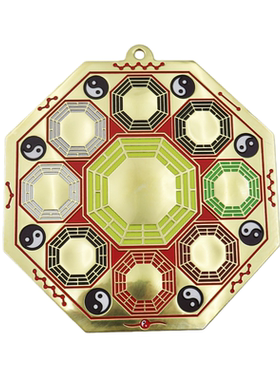 纯正黄铜太极八卦镜摆件吉祥物