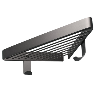 枪灰色全铜浴室三角篮淋浴置物架