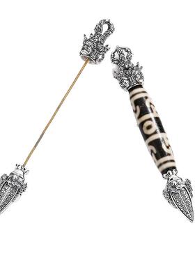 金刚杵天珠男女吊坠空托镶嵌桶珠