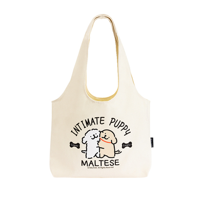 线条小狗Maltese原创托特包