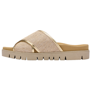 Gabor德国嘉步63748拖鞋  金属包边平跟休闲一字拖鞋