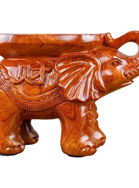 花梨实木雕刻大象落地换鞋凳