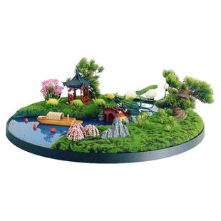 大圆桌中间转盘摆件餐桌花摆花高端酒店饭店包间仿真假花沙盘盆景