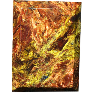 淅川料彼得石项链坠蓝红彩水滴方牌吊坠挂件天然彩宝石坠一物一图