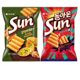 韩国进口好丽友sun太阳玉米片蒜香蒜味大蒜辣味薯片海伦斯小零食
