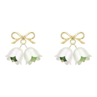 铃兰手链郁金香气质珍珠耳环绿色茶森系新中式耳饰女旗袍耳钉项链