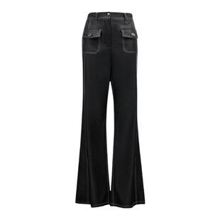 Vero Moda奥莱休闲裤子女秋冬新款仿皮高腰宽松时尚百搭气质流行