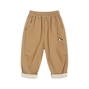 小O爸男婴童 宝宝加绒裤子冬季2025新款婴儿保暖加厚卡其休闲裤