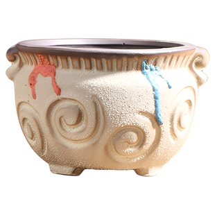 斑斓拇指盆树皮多肉花盆陶瓷特价家用阳台陶土粗陶控根小陶盆清仓