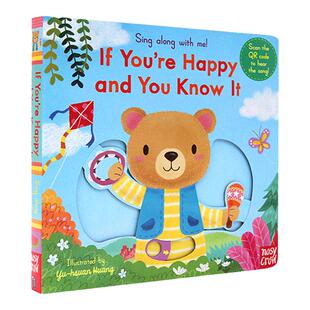 进口英文原版正版 Sing Along with Me: If You’re Happy and You Know it 经典童谣纸板机关操作书 低幼早教趣味玩具书