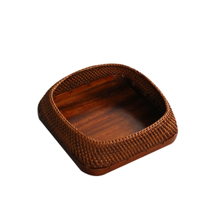 经典藤木果盘天然藤编实木点心盘糕点盘收纳筐盒子零食篮客厅茶室