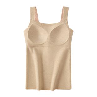 保暖背心女士带胸垫德绒发热无痕打底上衣加绒保暖内衣2024秋冬季